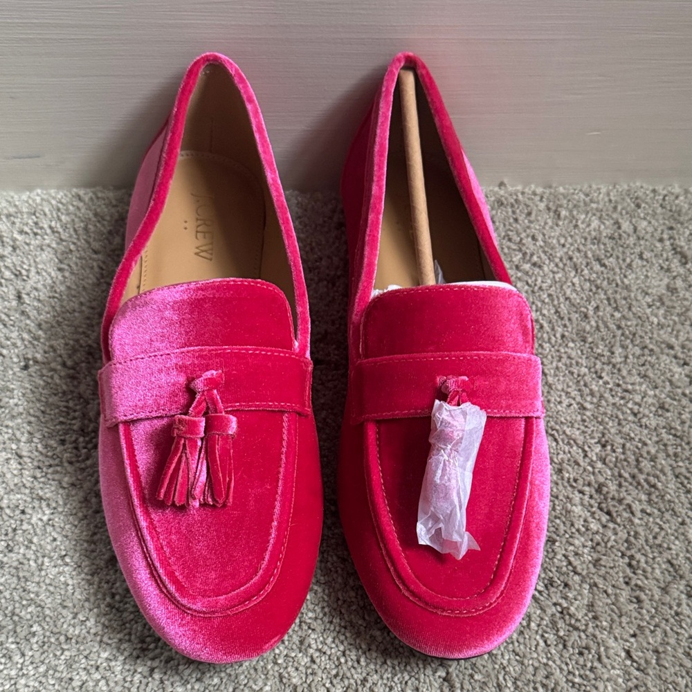 J. Crew Vibrant Pink Velvet Loafers